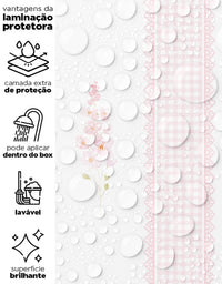 Papel de Parede Adesivo Floral Listrado Rosa