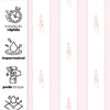Papel de Parede Adesivo Floral Listrado Rosa