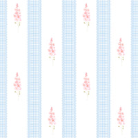 Papel de Parede Adesivo Floral Listrado Azul