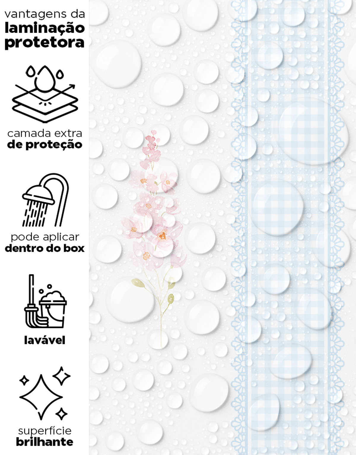 Papel de Parede Adesivo Floral Listrado Azul