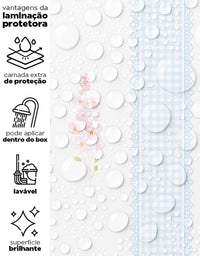 Papel de Parede Adesivo Floral Listrado Azul