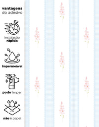 Papel de Parede Adesivo Floral Listrado Azul