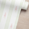 Papel de Parede Adesivo Floral Listrado Verde