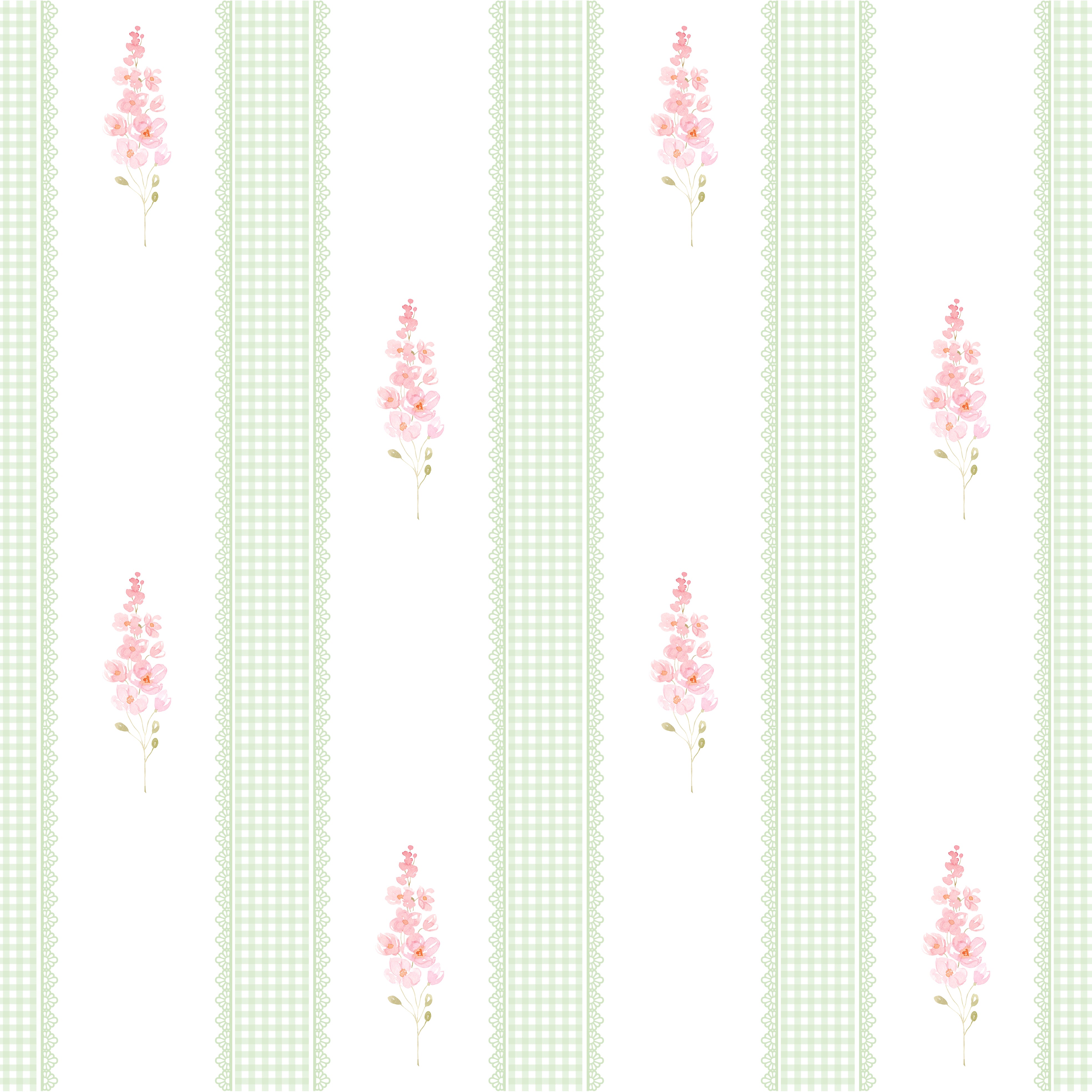 Papel de Parede Adesivo Floral Listrado Verde