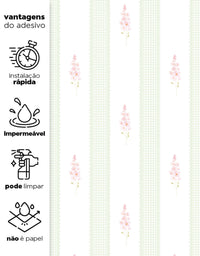 Papel de Parede Adesivo Floral Listrado Verde