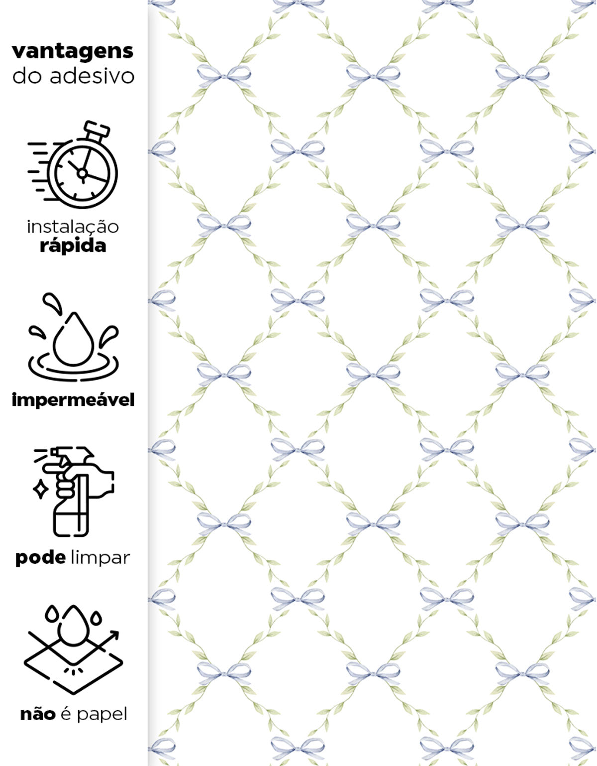 Papel de Parede Adesivo Laço Azul