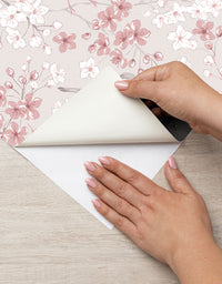 Papel de Parede Adesivo Floral Rosa com Pássaros