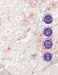 Papel de Parede Adesivo Floral Rosa com Pássaros