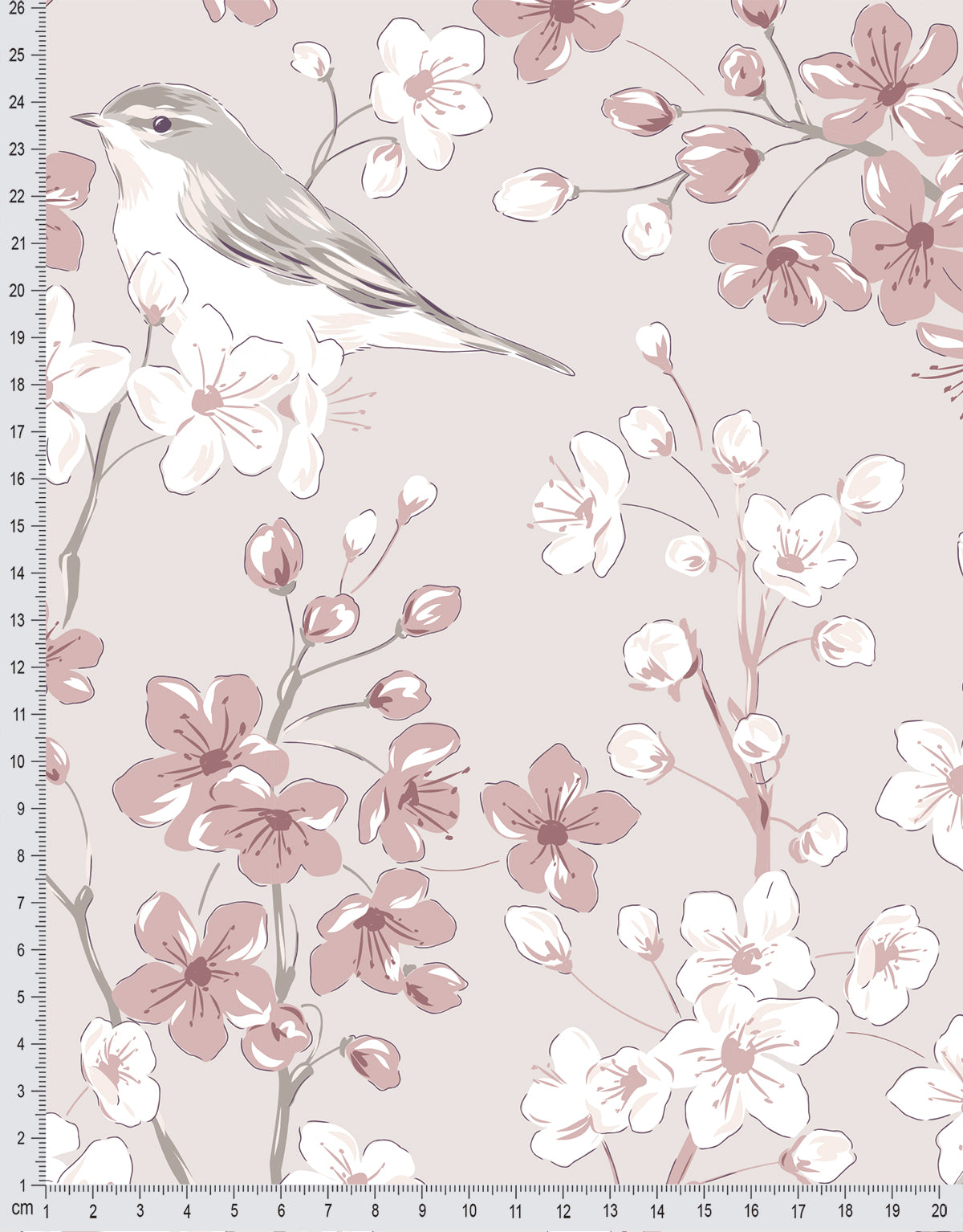Papel de Parede Adesivo Floral Rosa com Pássaros