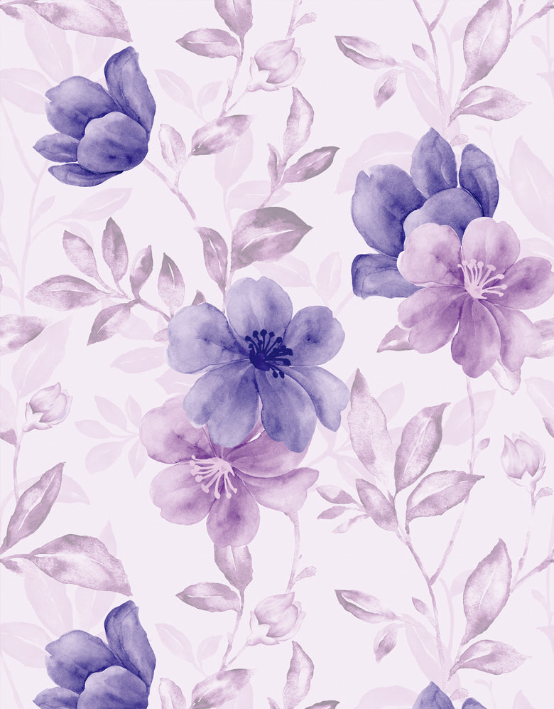Papel de Parede Adesivo Flores Lilás