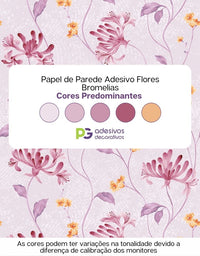 KIT DE 6 ROLOS - 2,50m x 50cm - Papel de Parede Adesivo Flores Bromelias