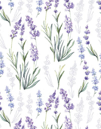 Papel de Parede Adesivo Flores Lavanda Ramos
