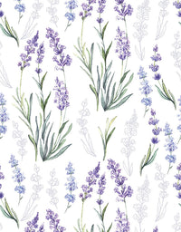 KIT DE 5 ROLOS - 3,00m x 50cm - Papel de Parede Adesivo Flores Lavanda Ramos