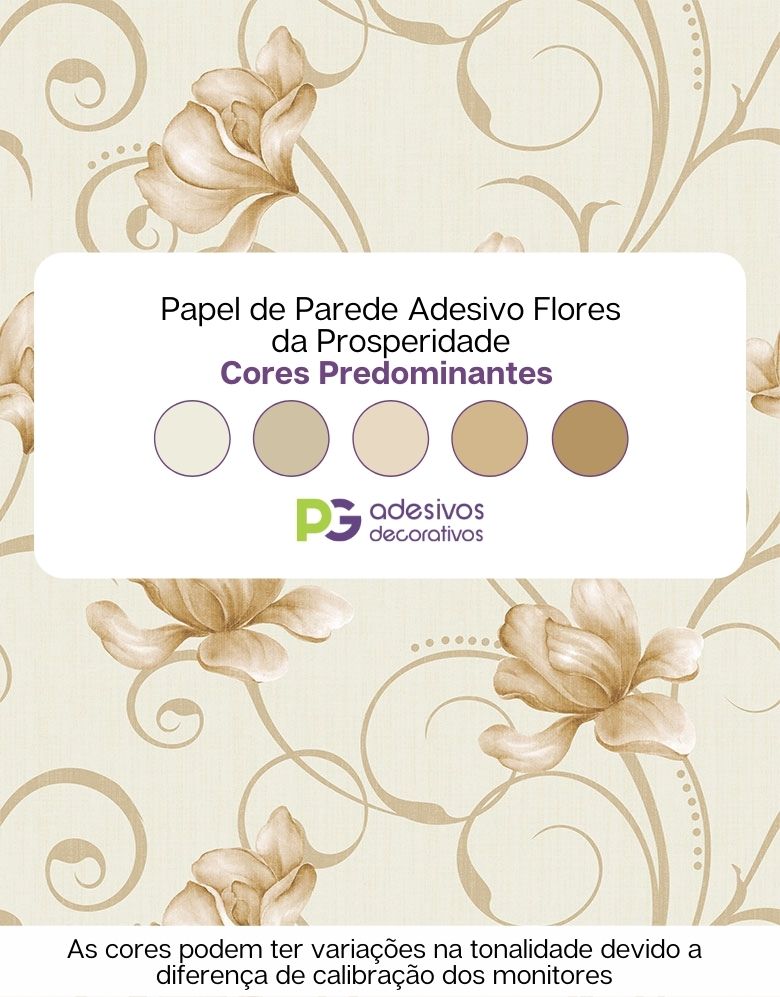 KIT DE 2 ROLOS - 2,50m x 50cm - Papel de Parede Adesivo Flores da Prosperidade