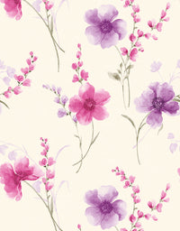 Papel de Parede Adesivo Azaleia Lavanda e Rosa