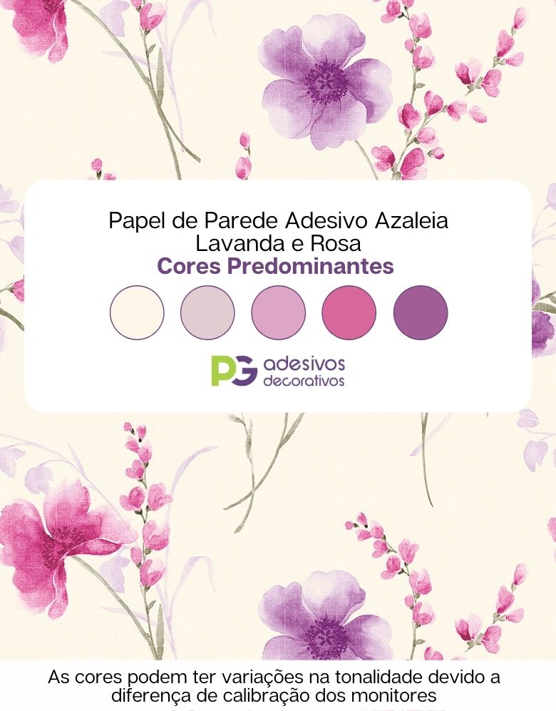 Papel de Parede Adesivo Azaleia Lavanda e Rosa