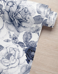 Papel de Parede Adesivo Peônias Azuis