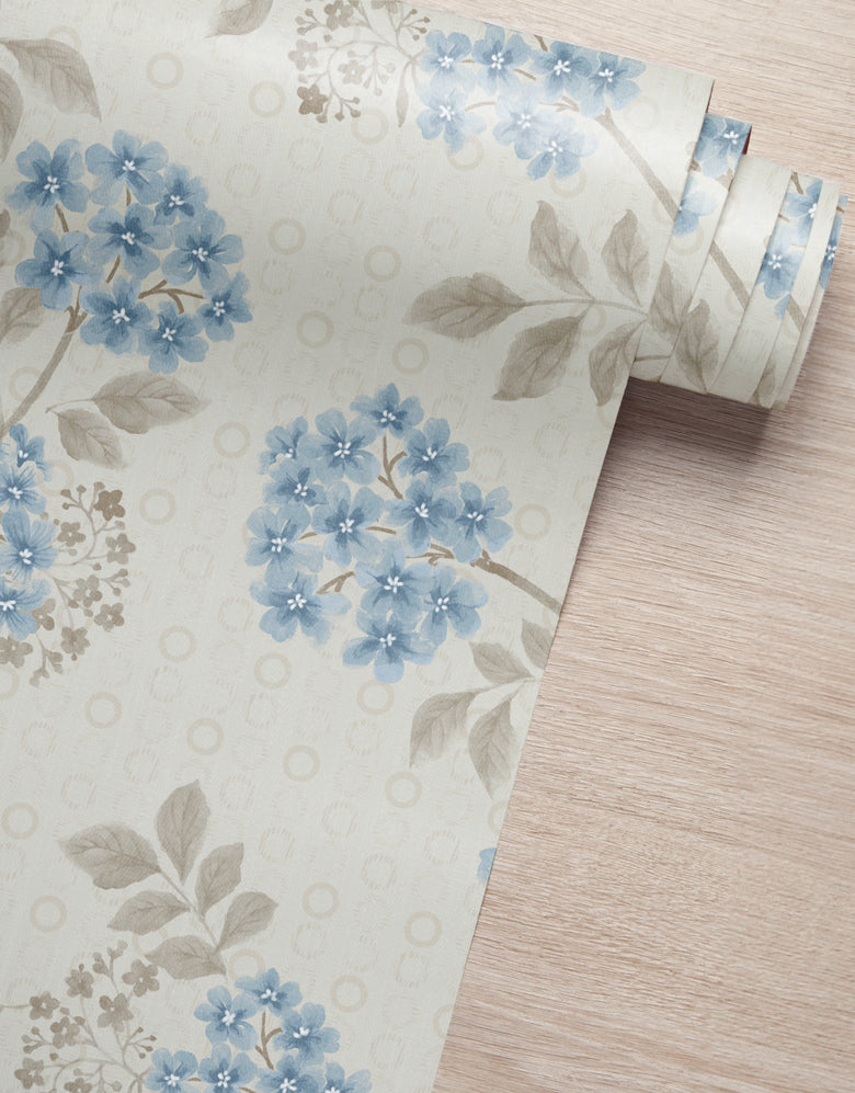 KIT DE 5 ROLOS - 3,00m x 50cm - Papel de Parede Adesivo Flores Pequenas Azuis