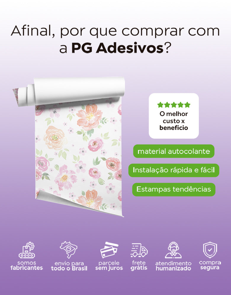 Papel de Parede Floral Aquarela
