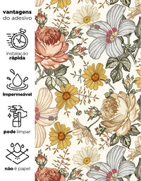 Papel de Parede Autocolante Floral Vintage