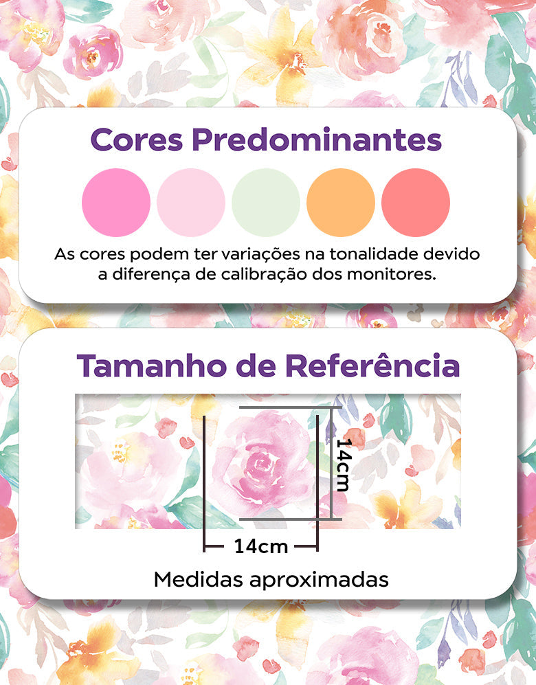 KIT DE 3 ROLOS - 3,00m x 50cm - Papel De Parede Adesivo Garden Aquarela