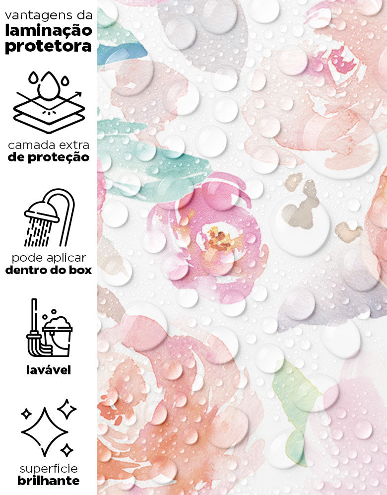 KIT DE 3 ROLOS - 3,00m x 50cm - Papel De Parede Adesivo Garden Aquarela