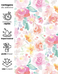 KIT DE 3 ROLOS - 3,00m x 50cm - Papel De Parede Adesivo Garden Aquarela