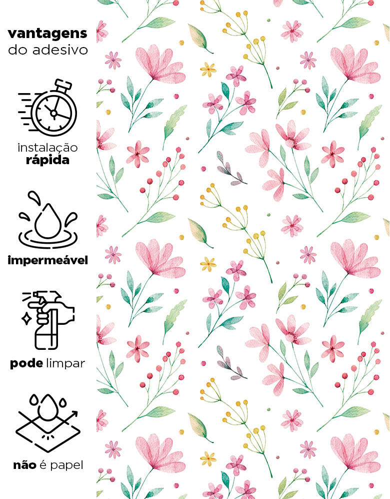 Papel de Parede Adesivo Floral Delicado