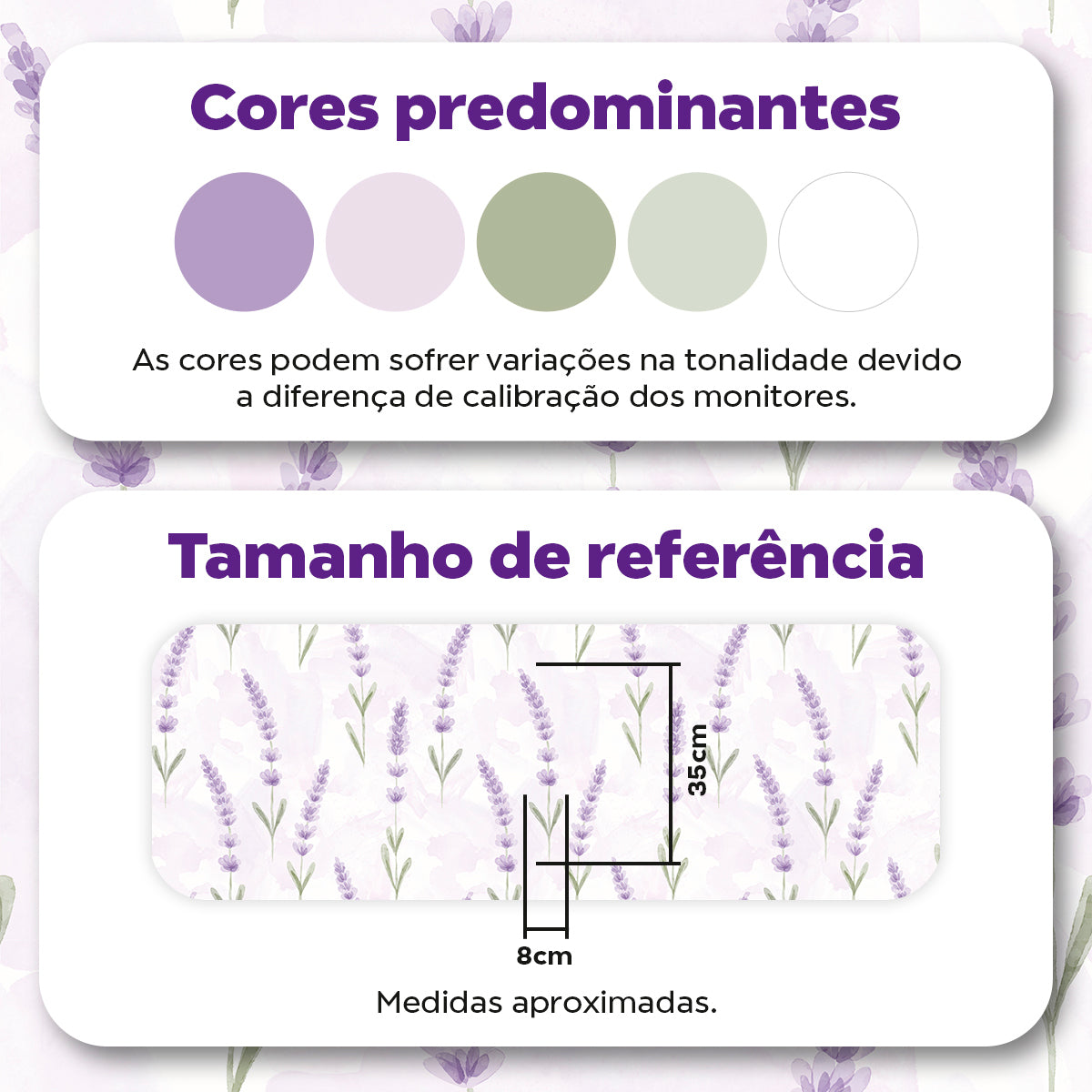 KIT DE 5 ROLOS - 1,00m x 50cm - Papel de Parede Adesivo Lavanda Aquarela