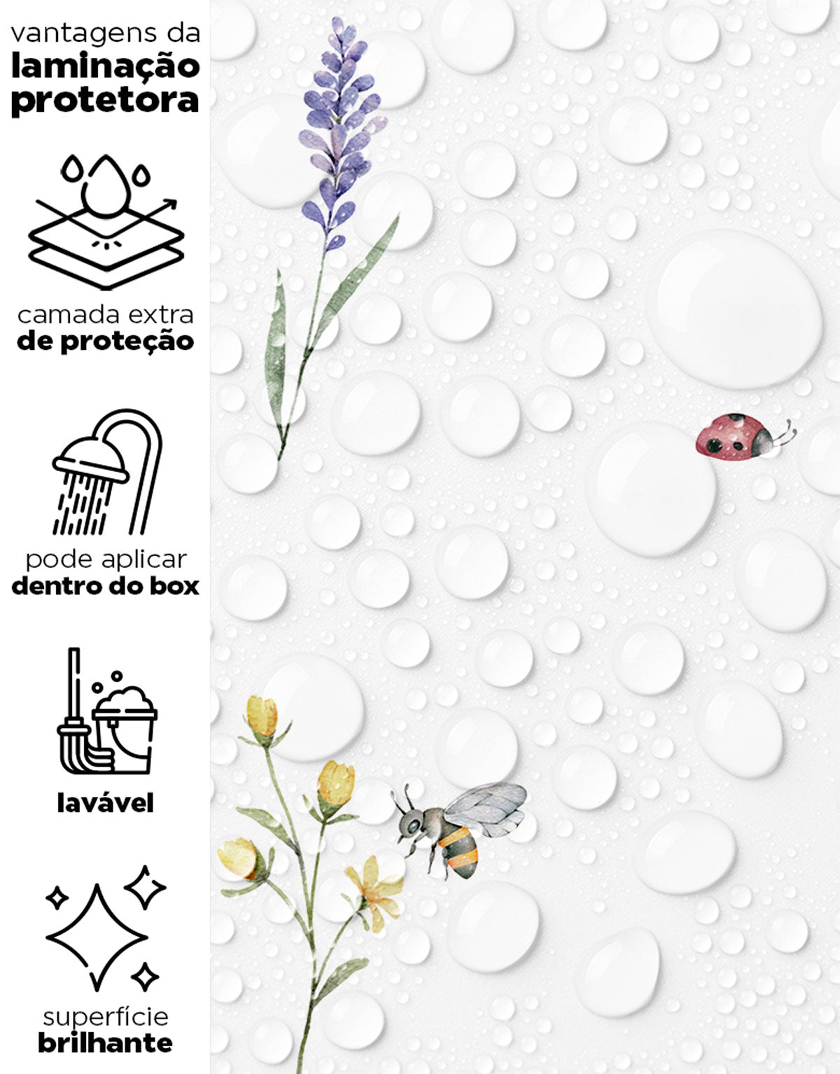 KIT DE 5 ROLOS - 1,50m x 50cm - Papel de Parede Adesivo Florido Aquarela