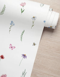 KIT DE 4 ROLOS - 1,50m x 50cm - Papel de Parede Adesivo Florido Aquarela
