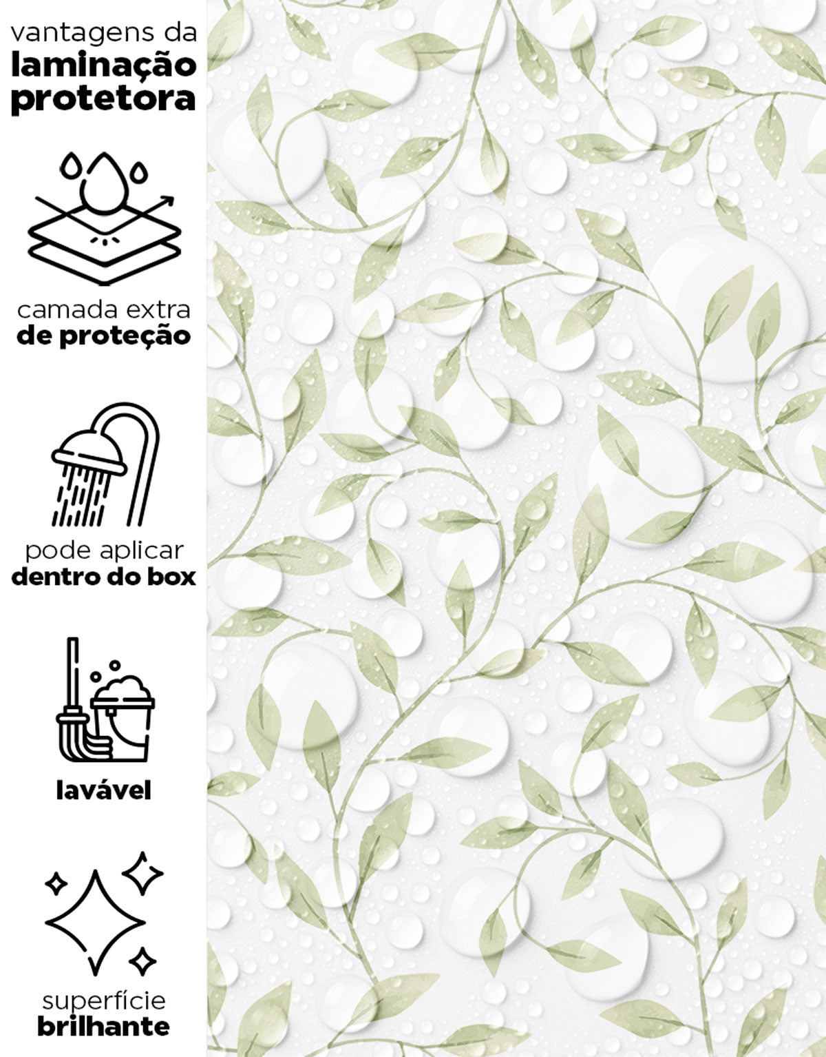 Papel de Parede Adesivo Raminhos Verdes Aquarela