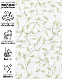 Papel de Parede Adesivo Raminhos Verdes Aquarela