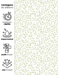 Papel de Parede Adesivo Raminhos Verdes Aquarela