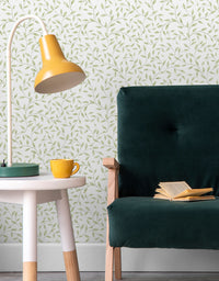 Papel de Parede Adesivo Raminhos Verdes Aquarela