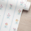 Papel de Parede Adesivo Floral Buquês Listrado Azul