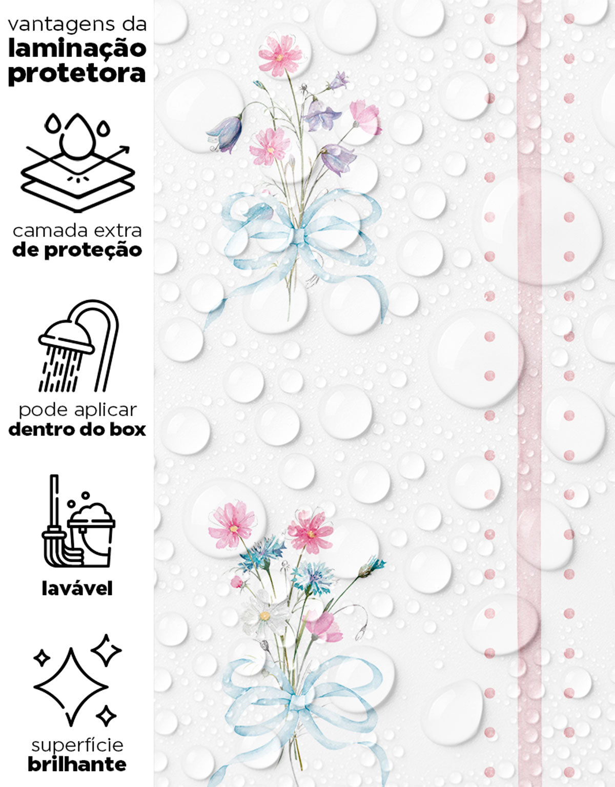 Papel de Parede Adesivo Buquês Listrado Rosa