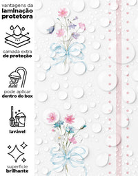 Papel de Parede Adesivo Buquês Listrado Rosa