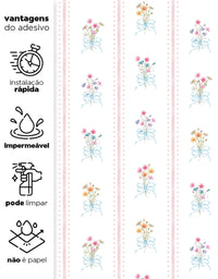 Papel de Parede Adesivo Buquês Listrado Rosa