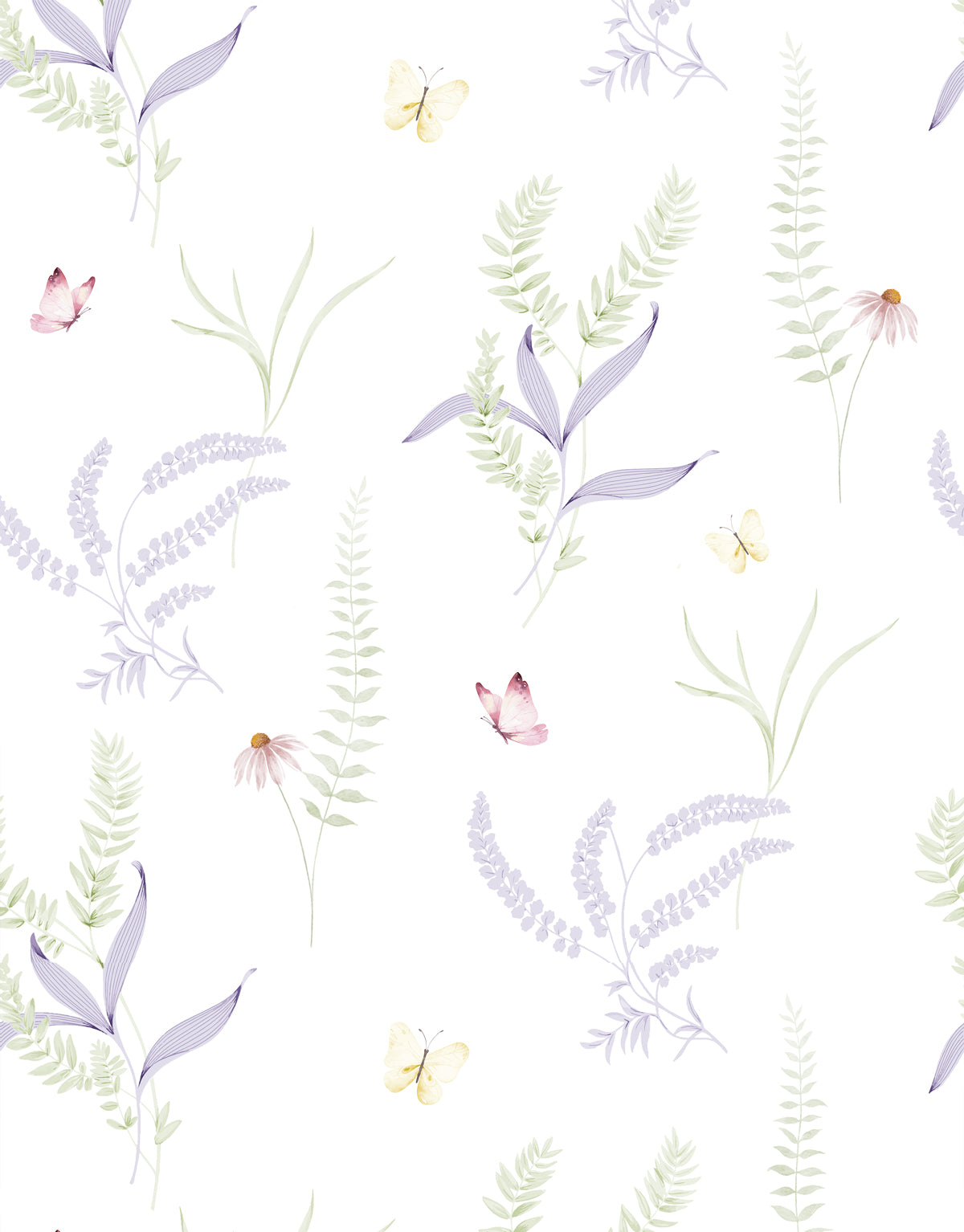 Papel de Parede Adesivo Jardim Lilás