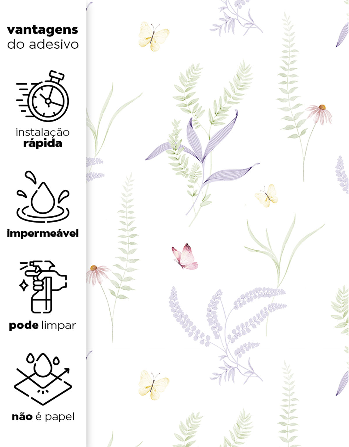 Papel de Parede Adesivo Jardim Lilás