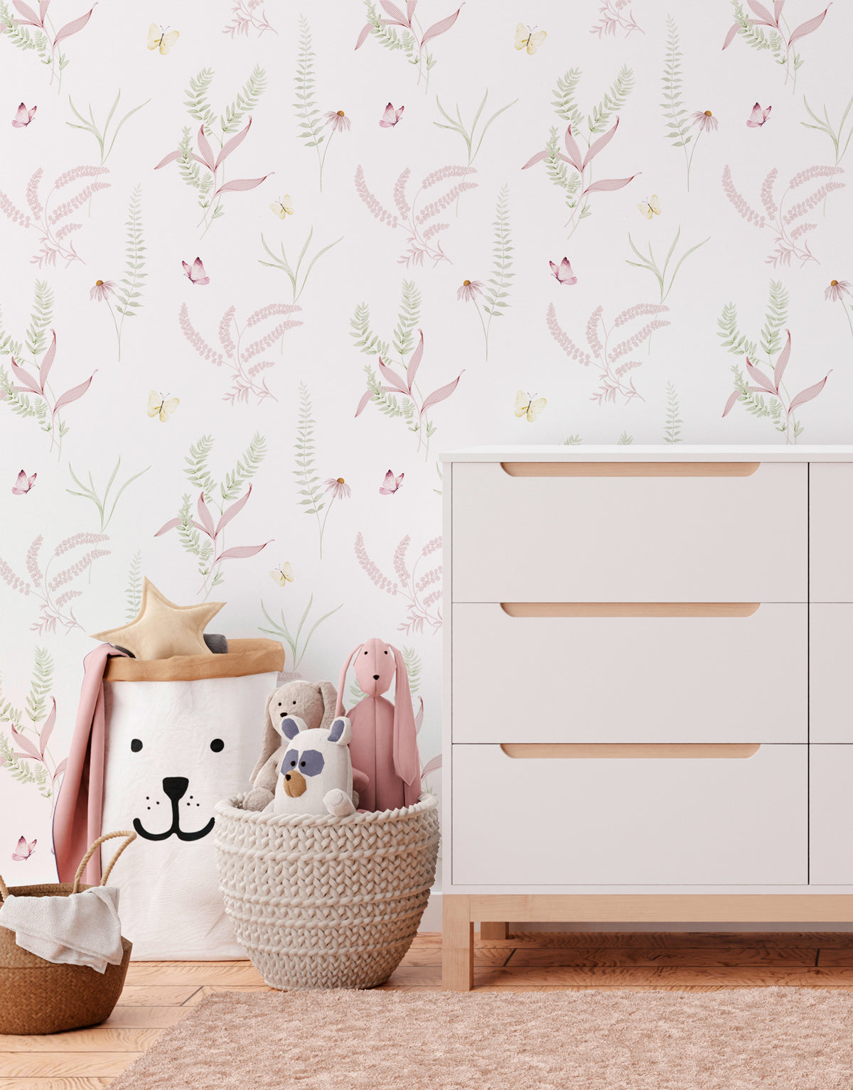 Papel de Parede Adesivo Jardim Rosa