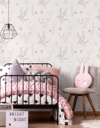 Papel de Parede Adesivo Jardim Rosa