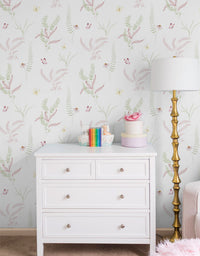 Papel de Parede Adesivo Jardim Rosa