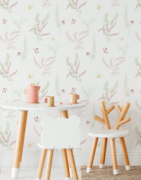 Papel de Parede Adesivo Jardim Rosa