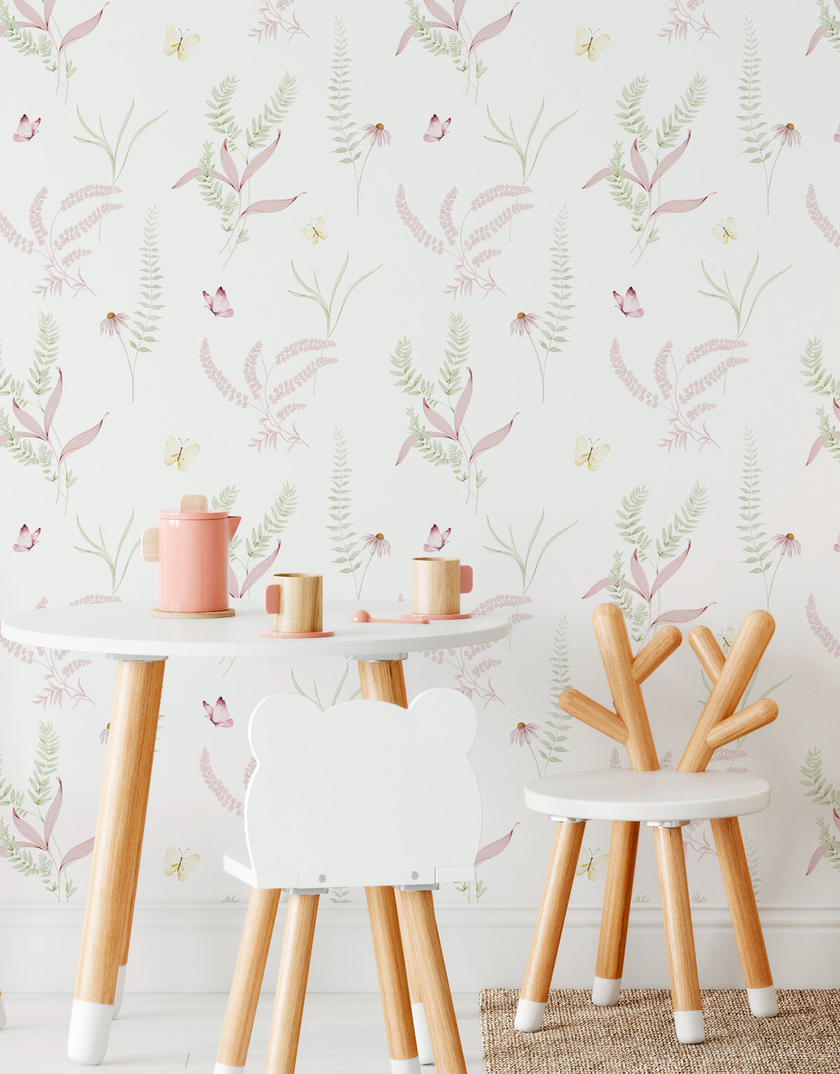 Papel de Parede Adesivo Jardim Rosa