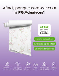 Papel de Parede Adesivo Jardim Rosa