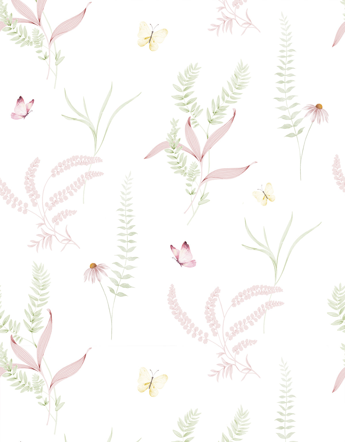 Papel de Parede Adesivo Jardim Rosa