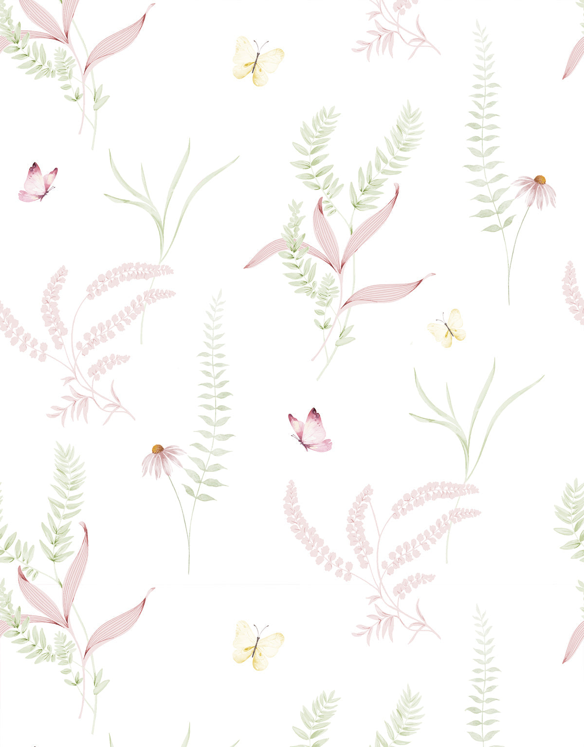 KIT DE 5 ROLOS - 2,50m x 50cm - Papel de Parede Adesivo Jardim Rosa