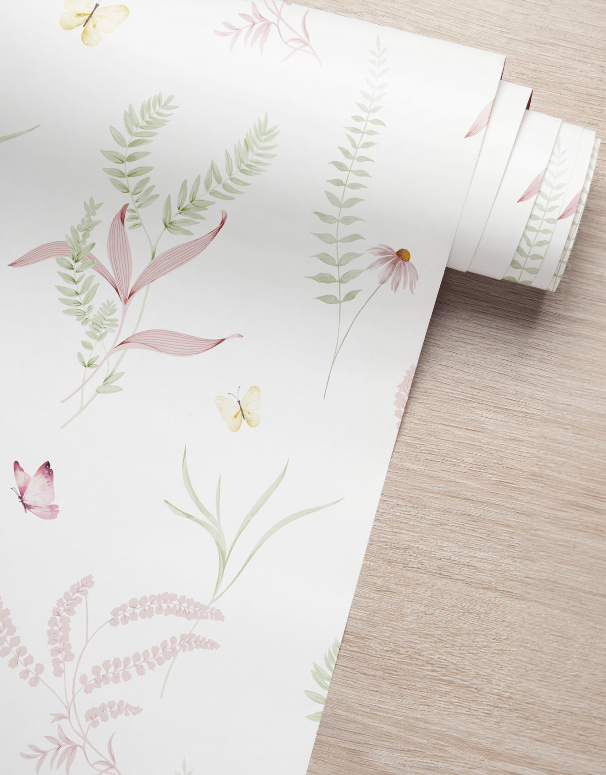 Papel de Parede Adesivo Jardim Rosa